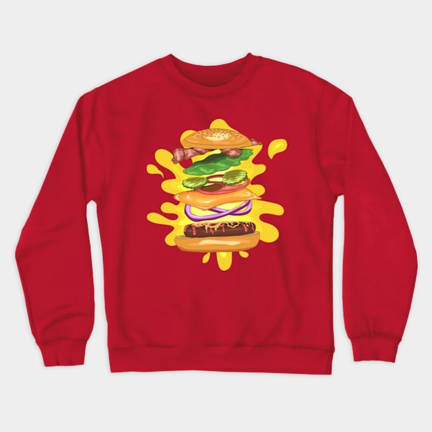 Bacon cheese burger for burger lovers Crewneck Sweatshirt by MiaArt365